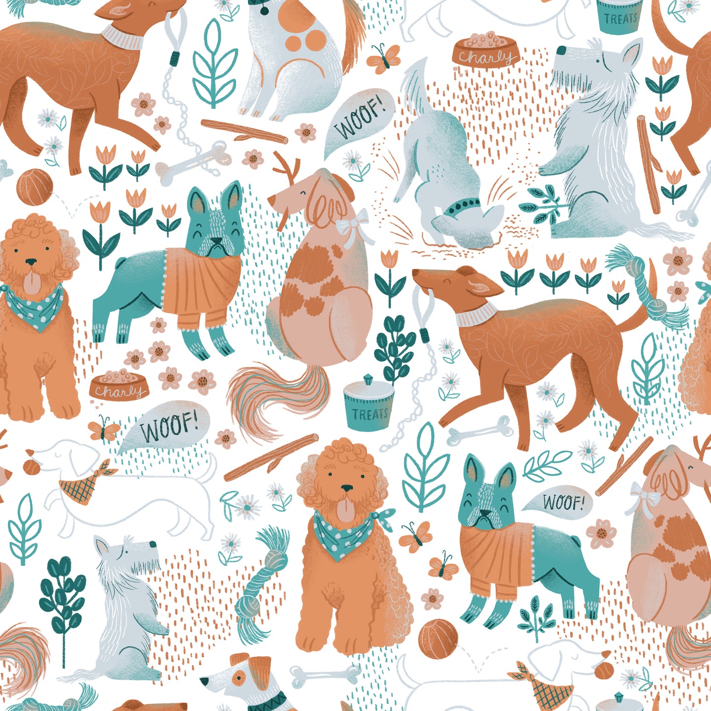 Dogs Pattern Wallpaper