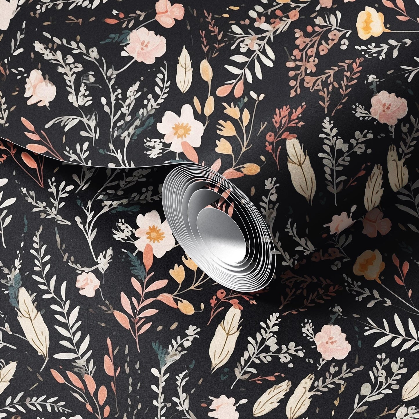 Fall Wildflowers peel and stick wallpaper room mockup