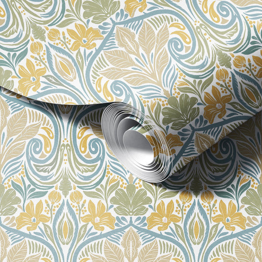 Light Floral Patio peel and stick wallpaper room mockup