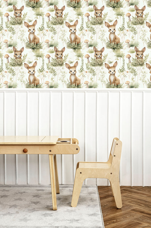 Forest Friends peel and stick wallpaper room mockup