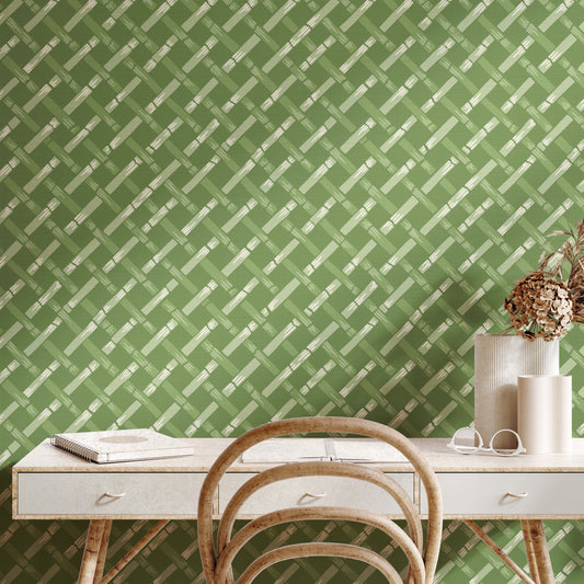 Garden Trellis Mid Green Wallpaper