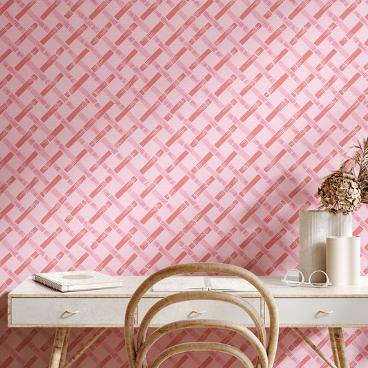 Garden Trellis Pink Wallpaper