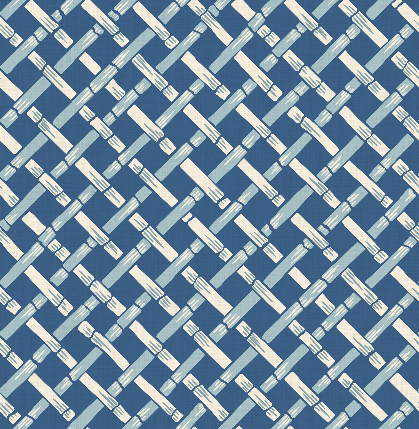 Garden Trellis Delft Blue and Cream Wallpaper