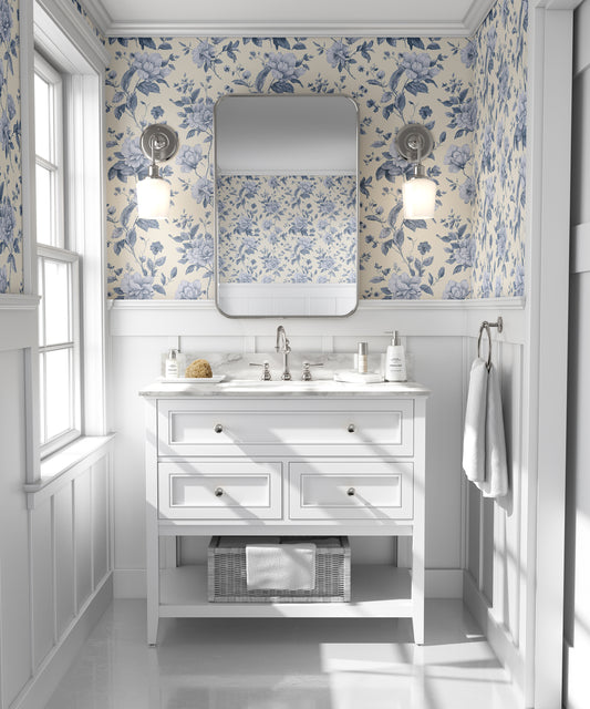 Grandmillennial Noir Botanical Peel and Stick Wallpaper
