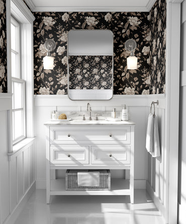 Grandmillennial Noir Botanical Peel and Stick Wallpaper