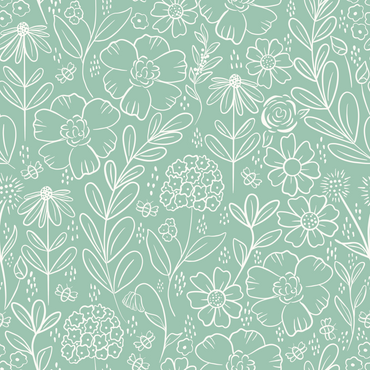 Green Meadow peel and stick wallpaper pattern detail