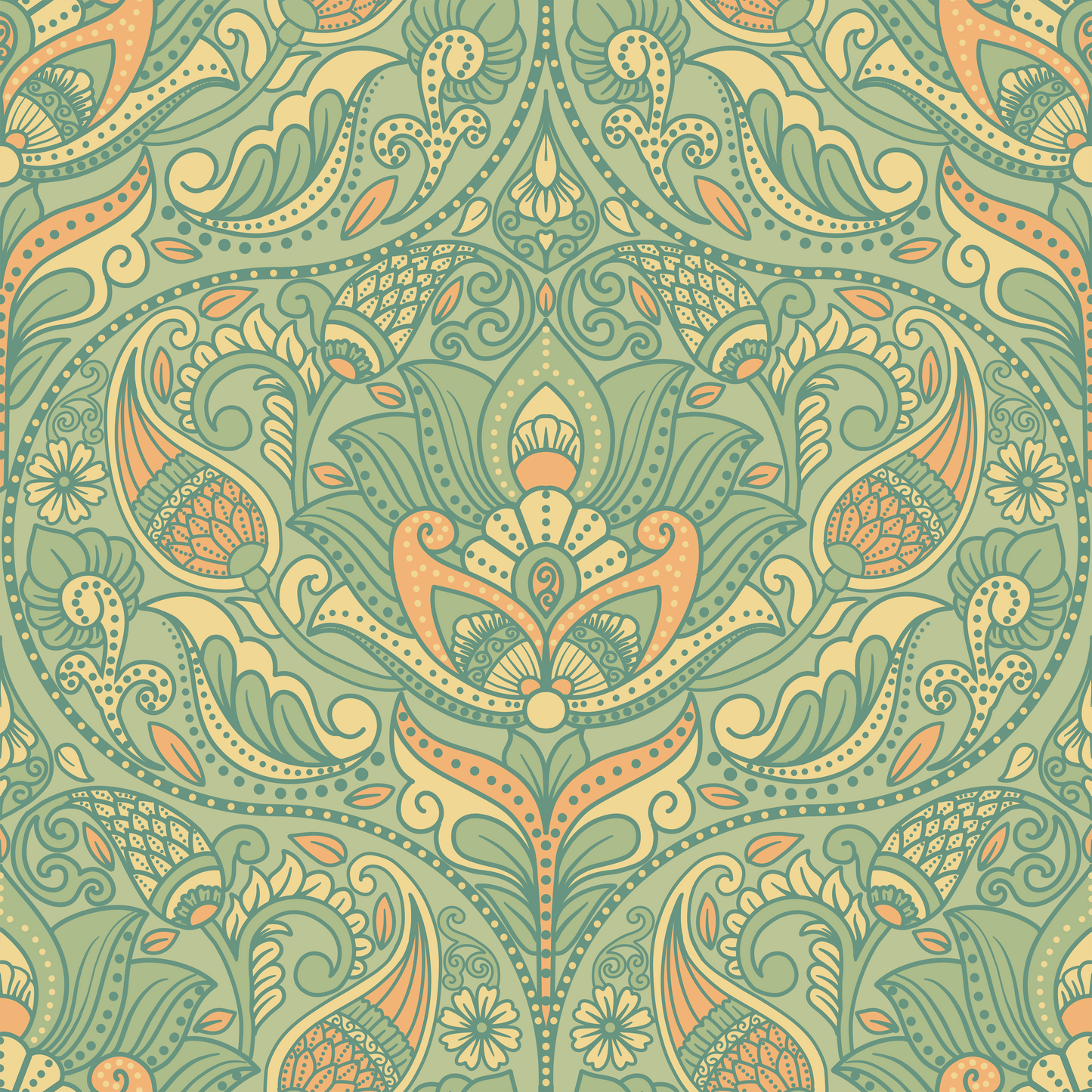 Green Paisley Wallpaper
