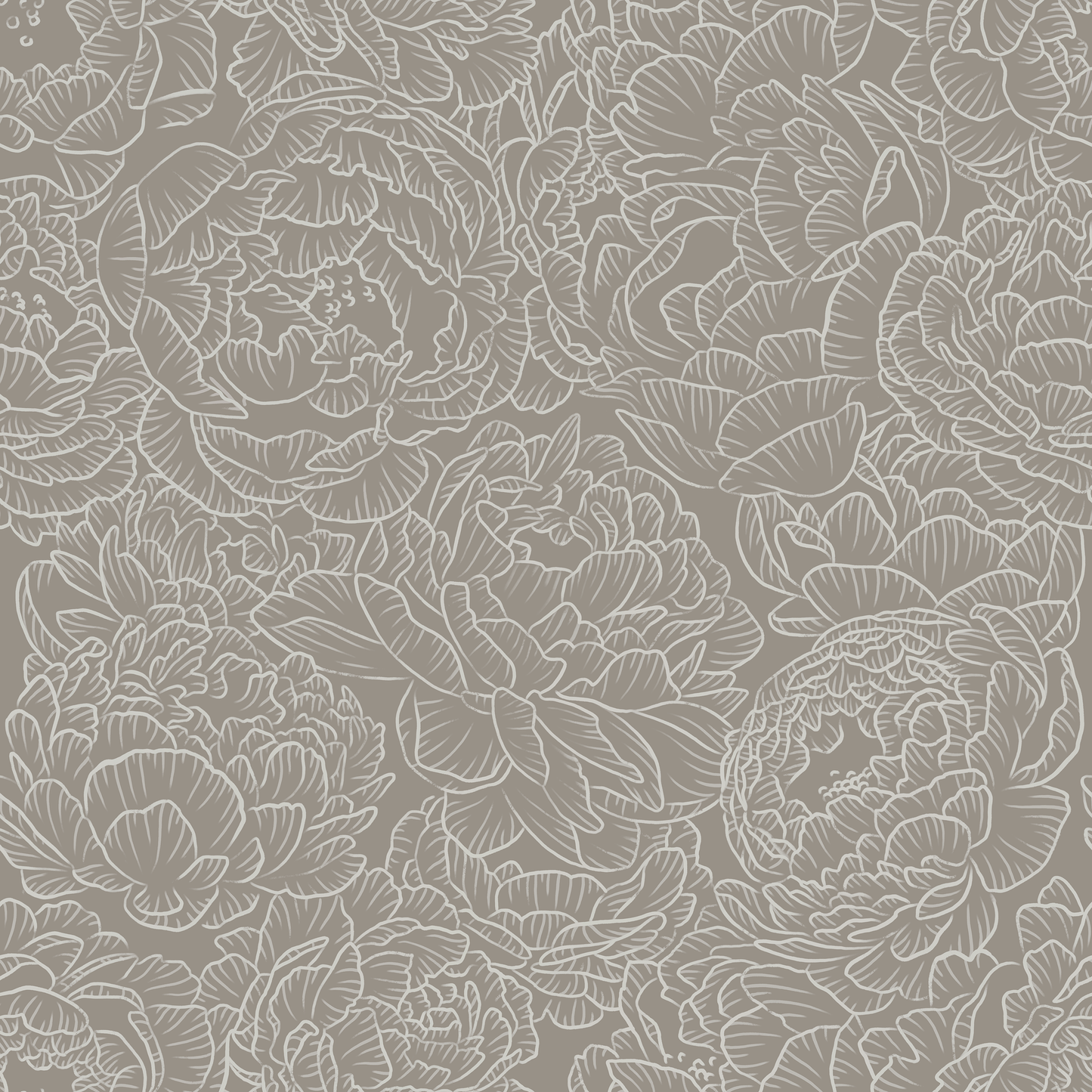 Peony in Greige Wallpaper