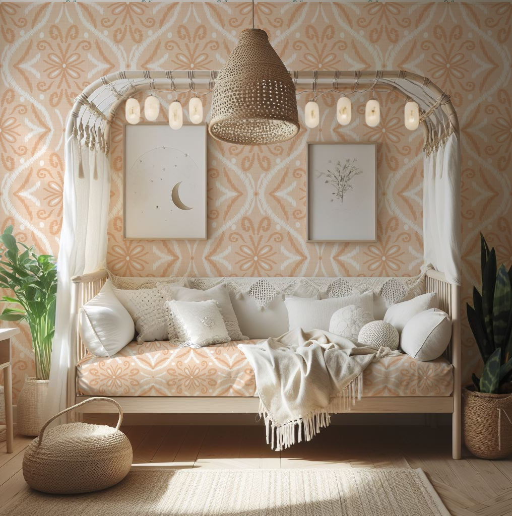 Ikat Beige Cream Wallpaper