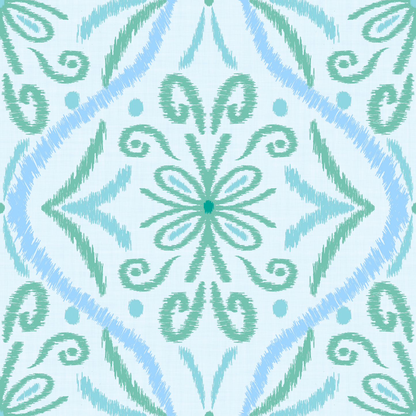 Ikat Aqua Green Wallpaper