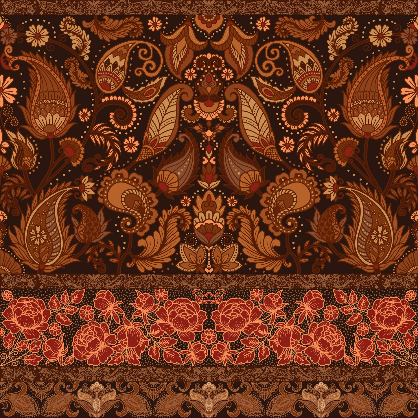 Indonesian Batik Paisley Wallpaper.