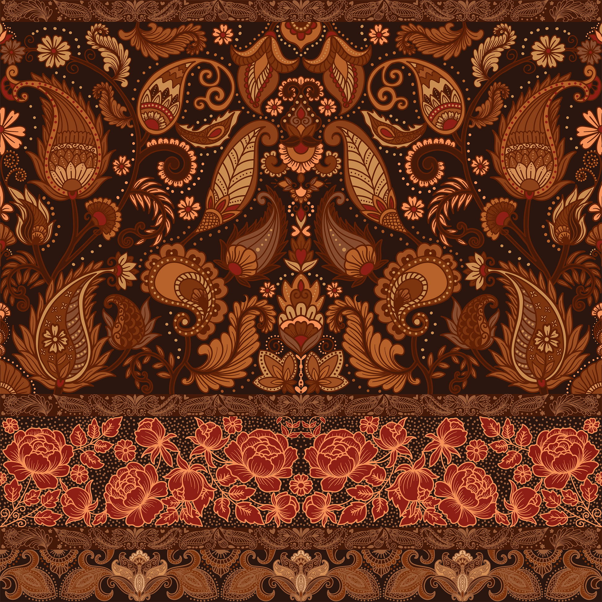 Indonesian Batik Paisley Wallpaper.