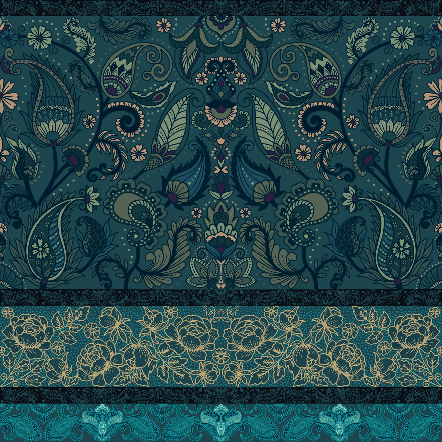 Indonesian Batik Paisley Wallpaper.