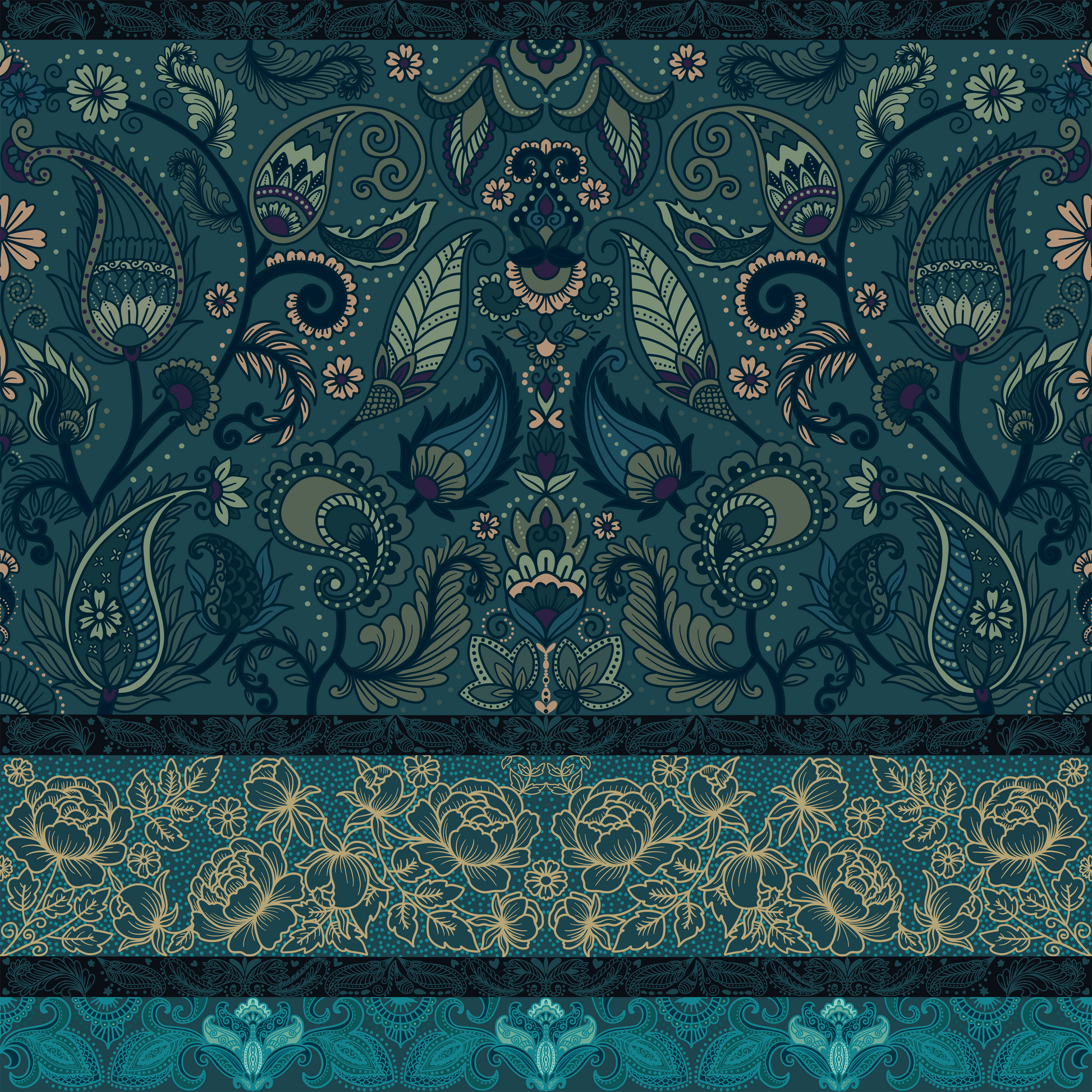 Indonesian Batik Paisley Wallpaper.