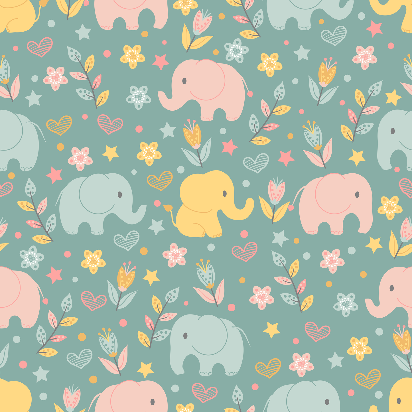 Jungle Joy Adorable Elephant Wallpaper.