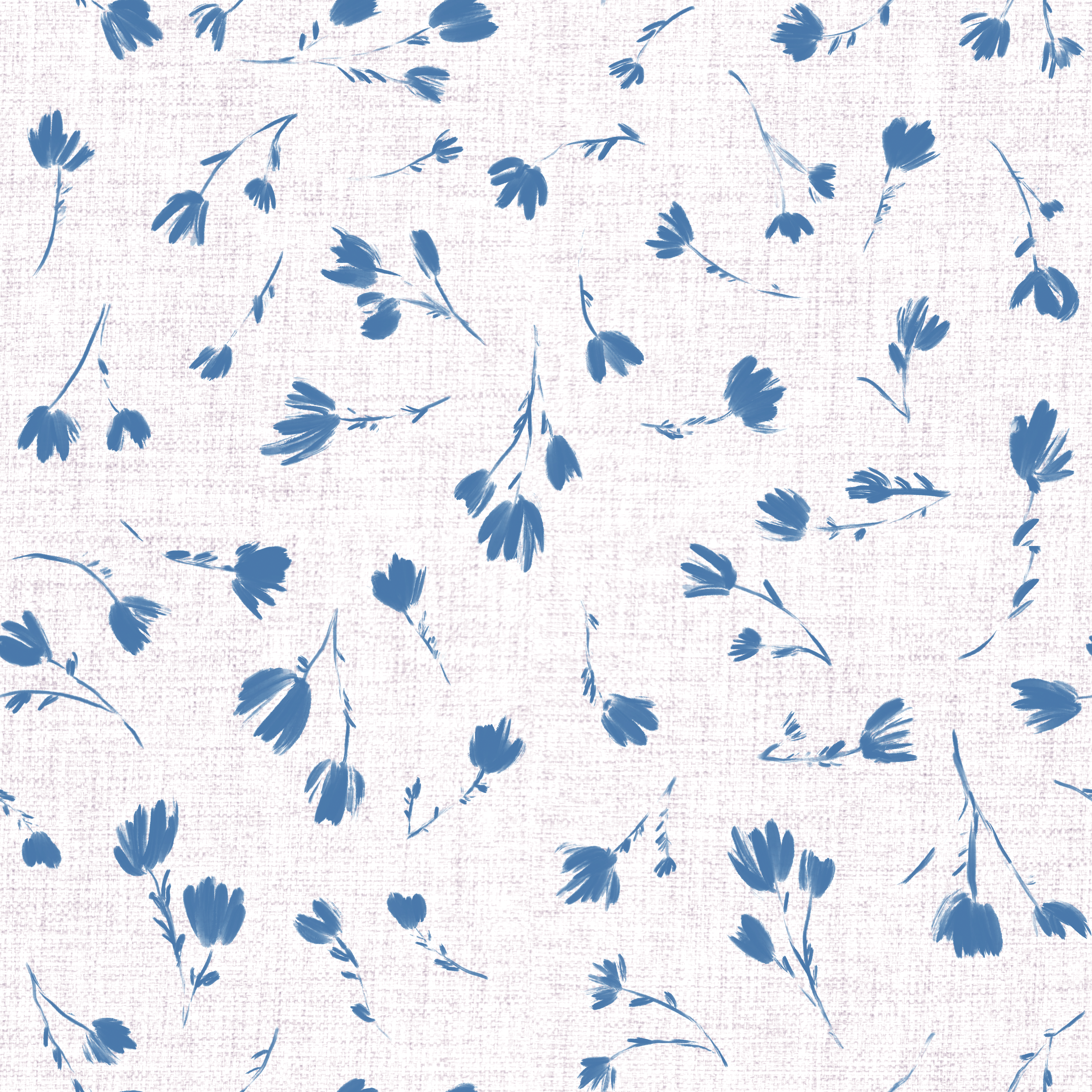 Blue floral pattern on a textured white background
