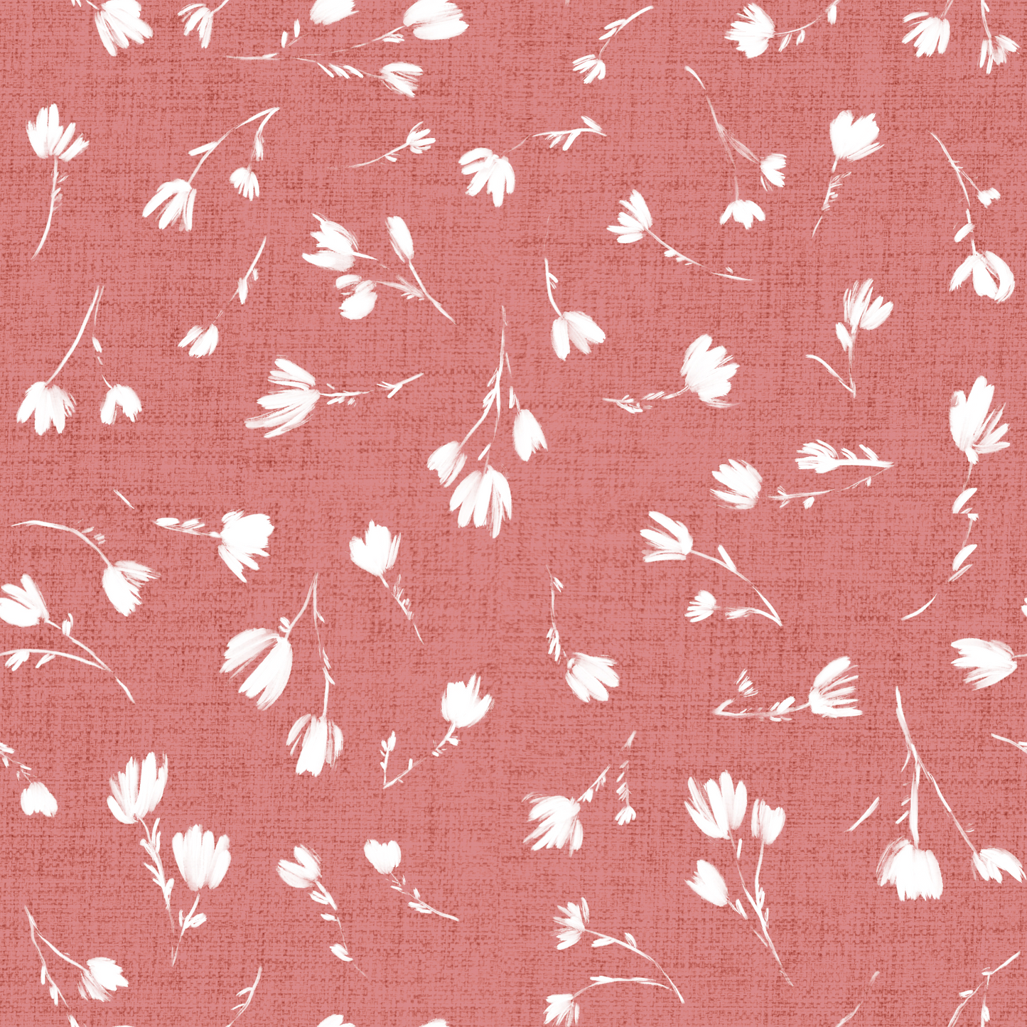 White floral pattern on a red fabric background