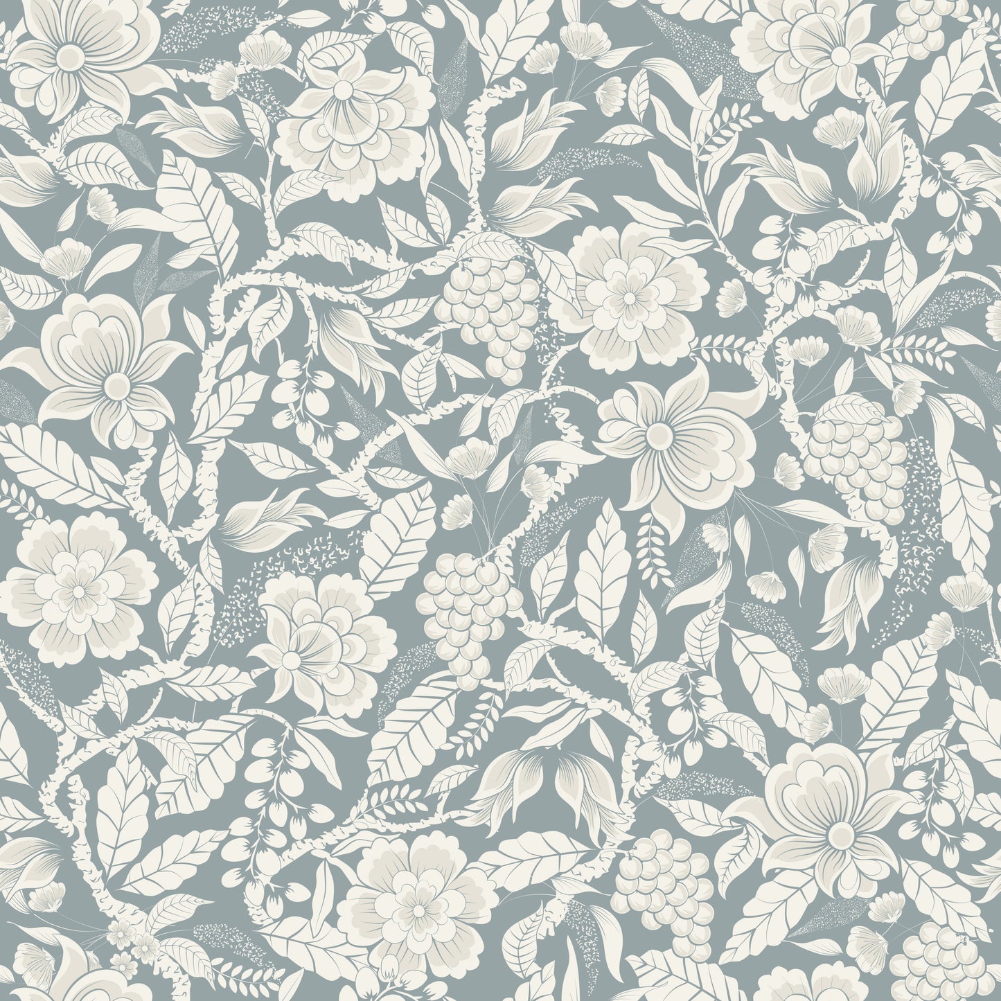 Lush Floral Blue Wallpaper
