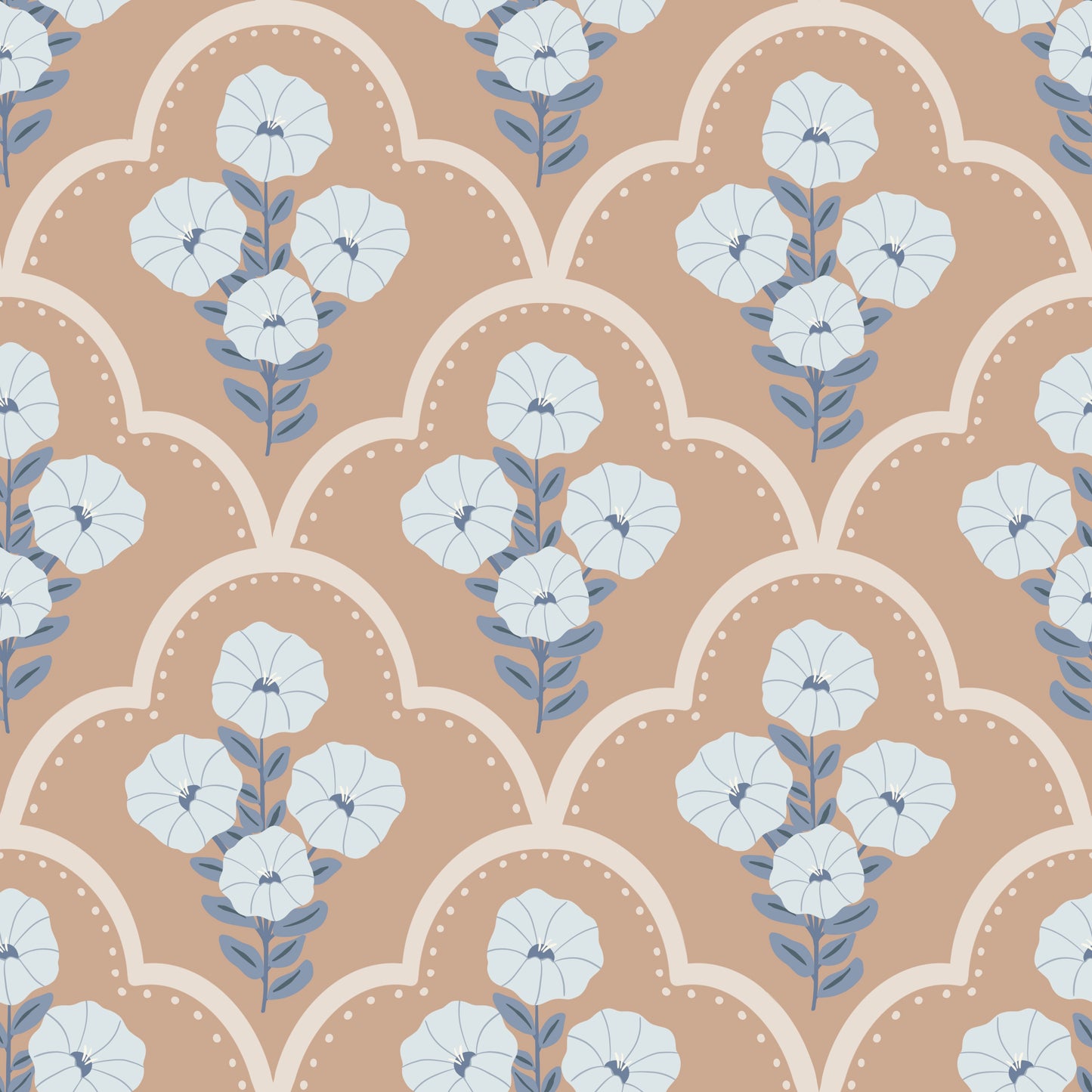Mallow bindweed Beige Wallpaper