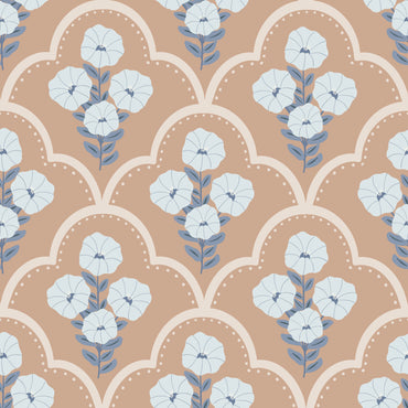 Mallow Bindweed Beige peel and stick wallpaper pattern detail