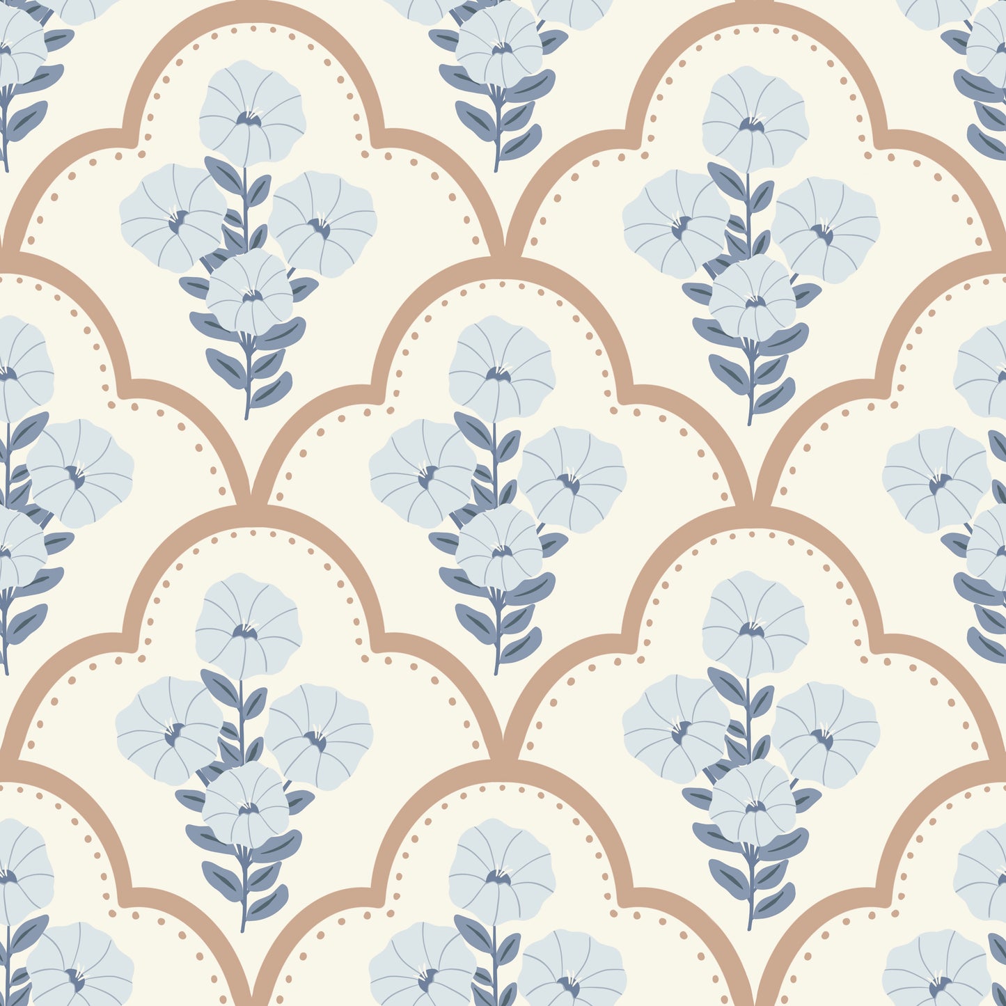 Mallow Bindweed Light Cream Wallpaper