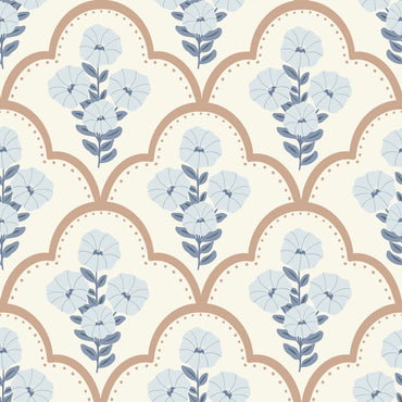 Mallow Bindweed Light Cream peel and stick wallpaper pattern detail