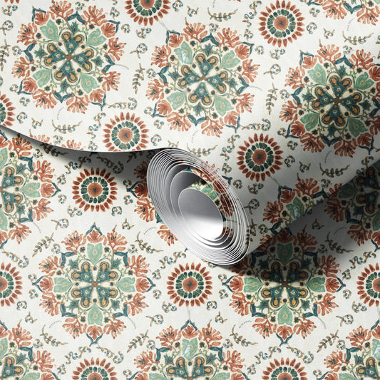 Mandala peel and stick wallpaper room mockup