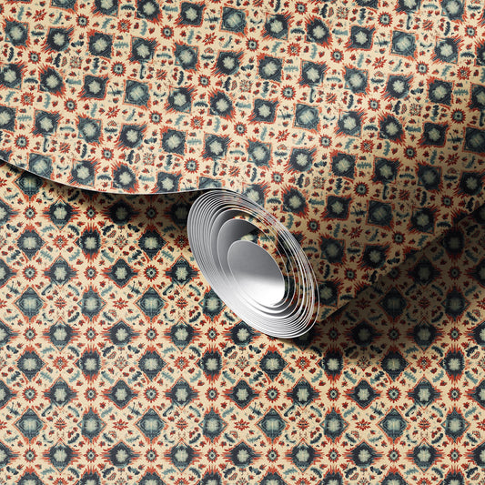 Mediterranean Tapestry peel and stick wallpaper room mockup