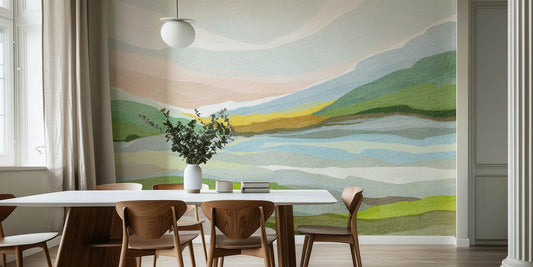 Misty Mountain Peel and Stick Wall Mural - Coastal, Watercolor, Mural