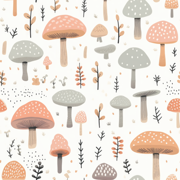 Cute Mushrooms peel and stick wallpaper room mockup