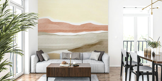 Muted Earth Layers Peel and Stick Wall Mural - Coastal, Watercolor, Mural