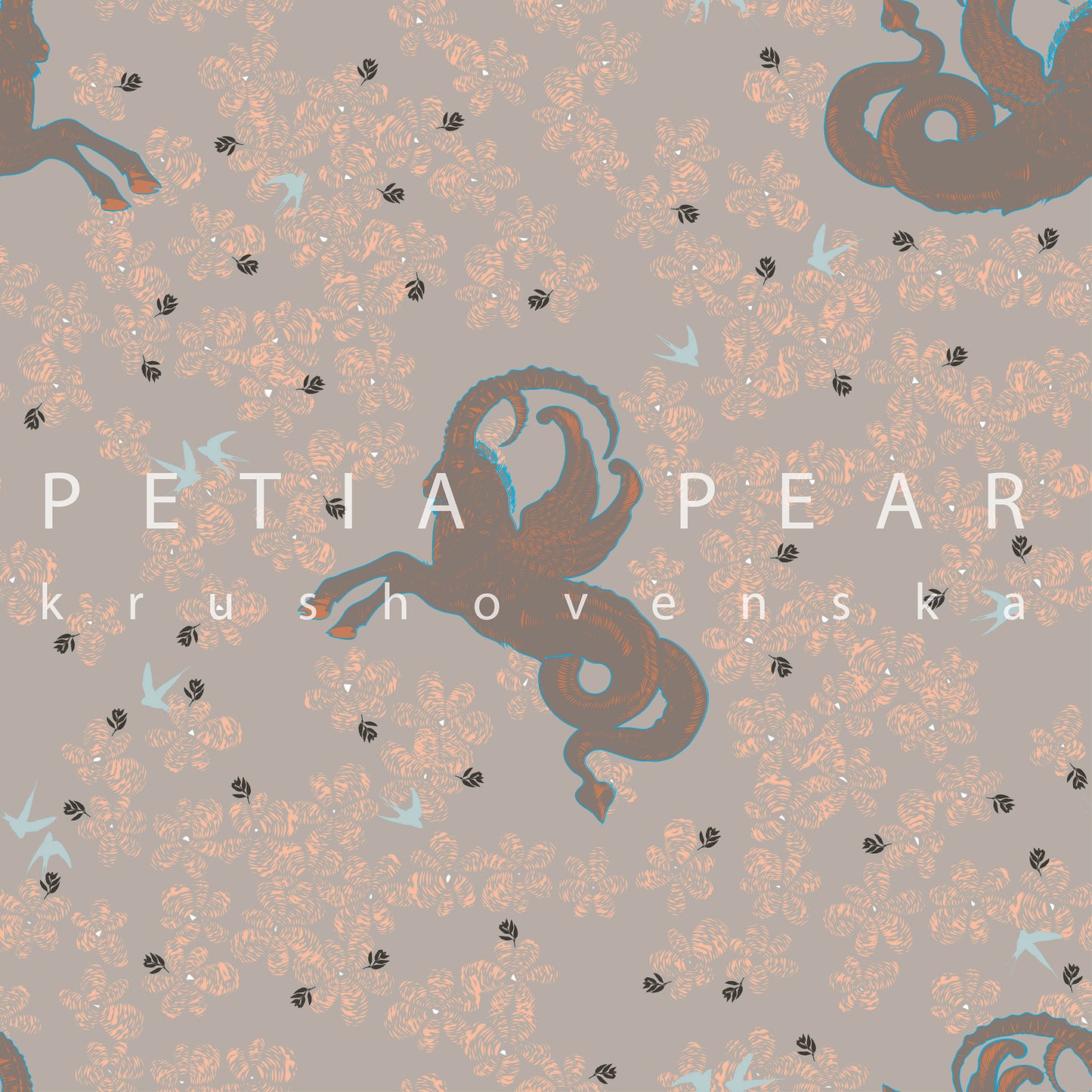 Pattern with decorative elements and text on a patterned background