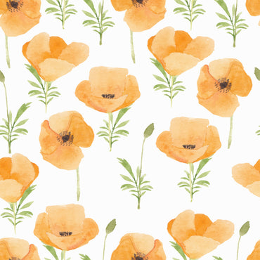 Orange Dream Poppy peel and stick wallpaper pattern detail