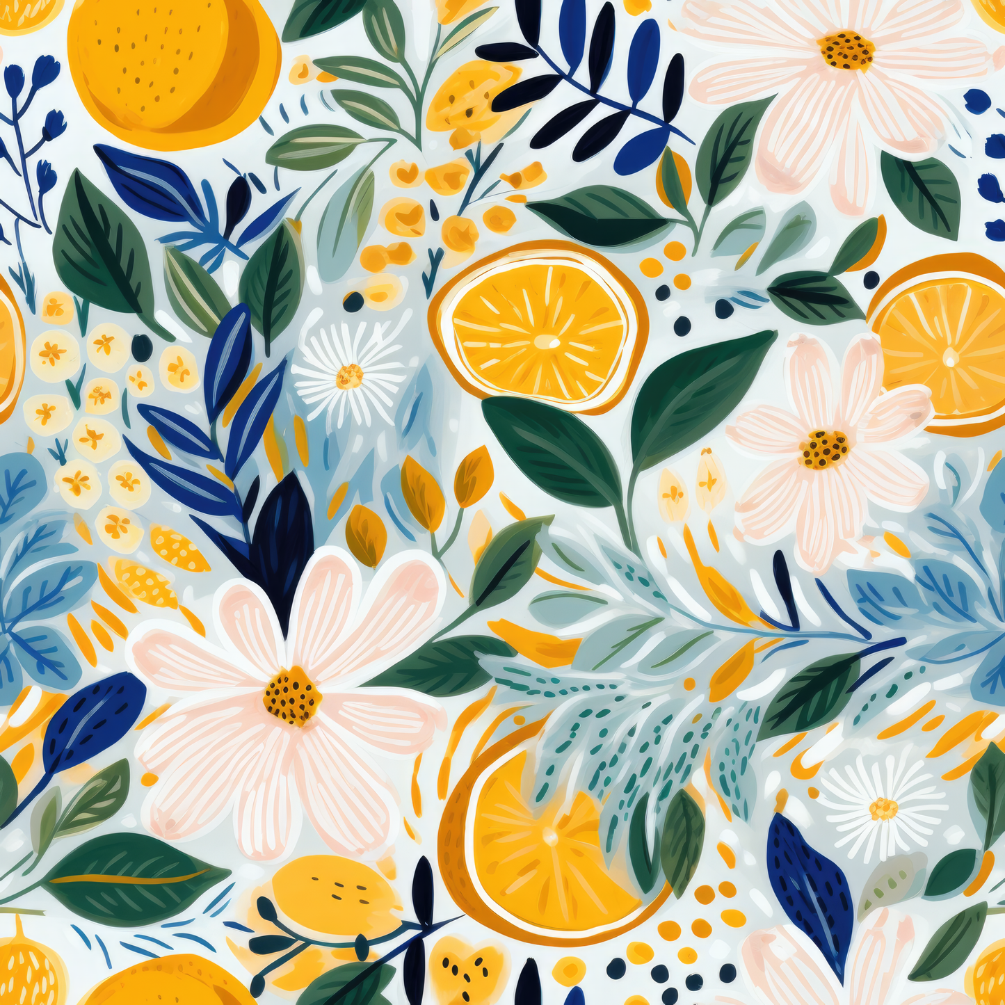 Orange and Blue Citrus Wallpaper