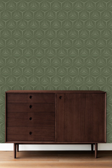 Textured and Tonal Asanoha peel and stick wallpaper pattern detail