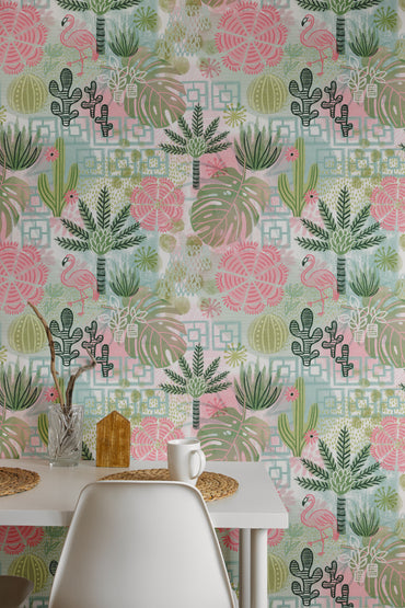 Palm Springs Dreams peel and stick wallpaper room mockup