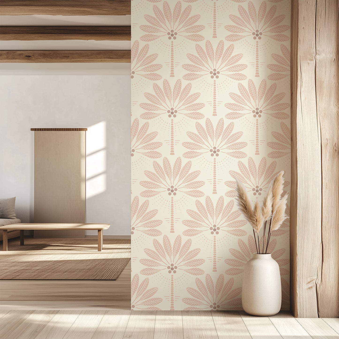 Palm Trees with Fruits peel and stick wallpaper room mockup