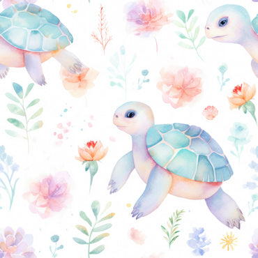 Pastel Turtles peel and stick wallpaper pattern detail
