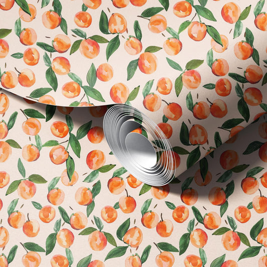 Peach peel and stick wallpaper room mockup