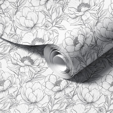 Peony Pencil Sketch Wallpaper.