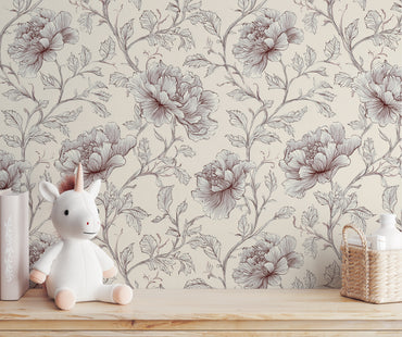 Peony Vines Peel and Stick Wallpaper