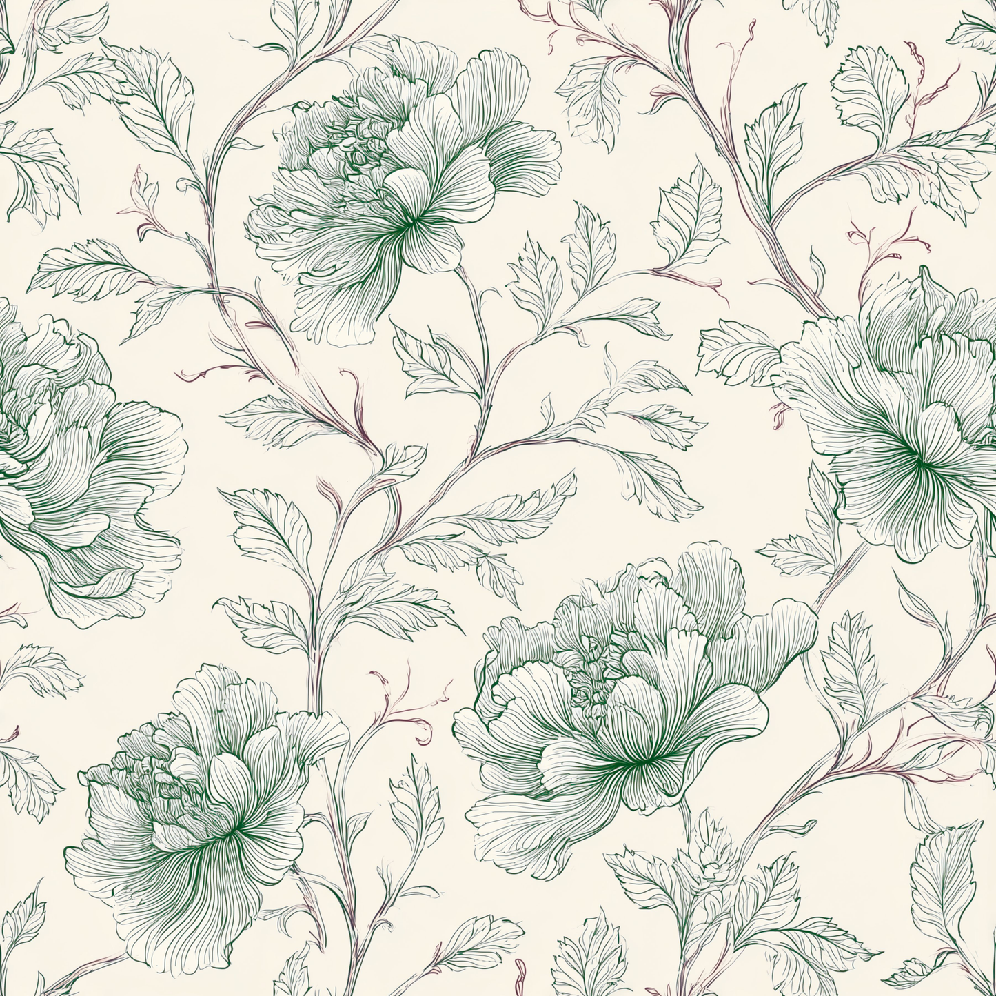 Peony Vines Peel and Stick Wallpaper