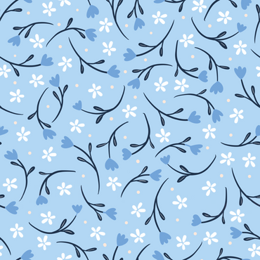 Petite Flowers Blue peel and stick wallpaper pattern detail