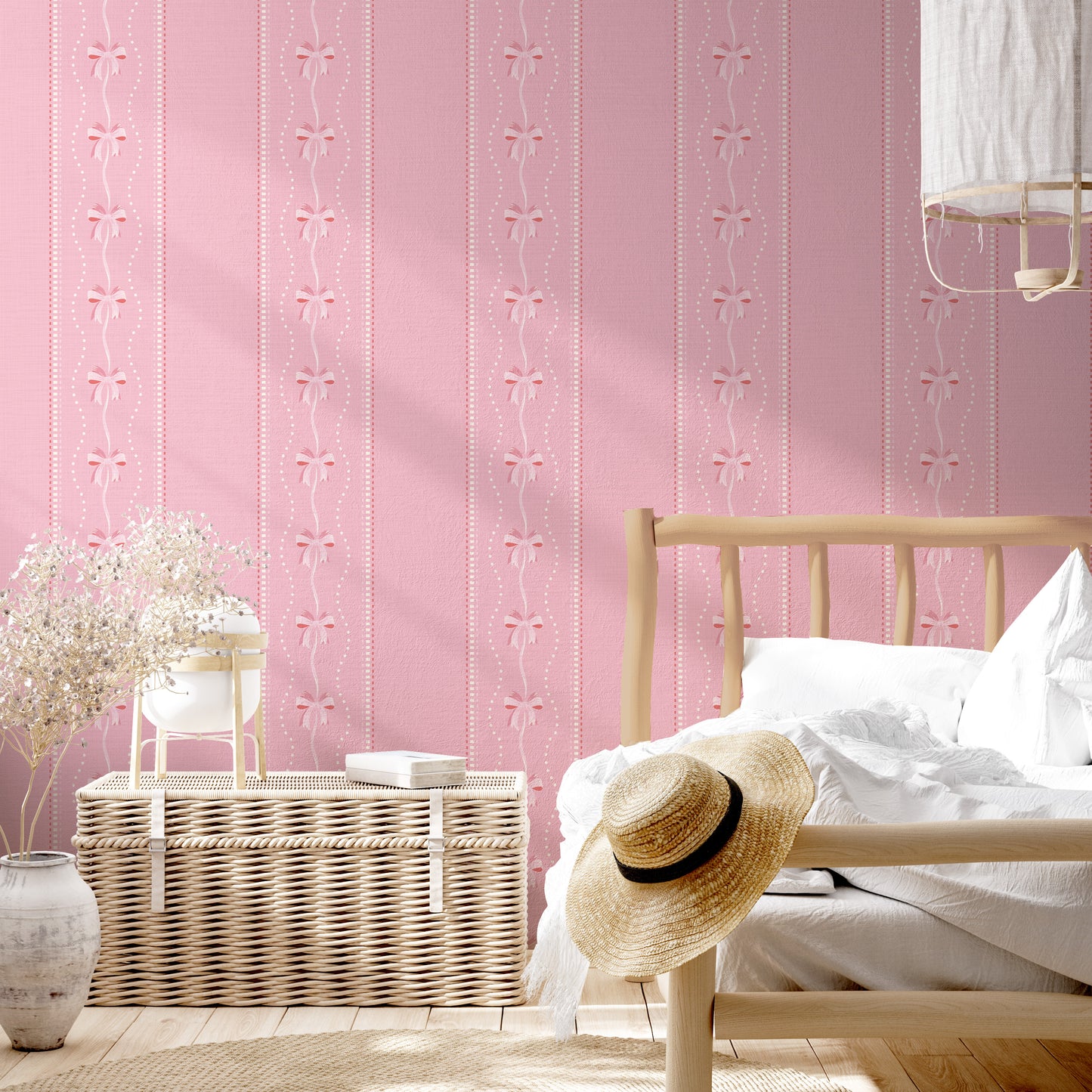 Preppy Bows in Pink Wallpaper