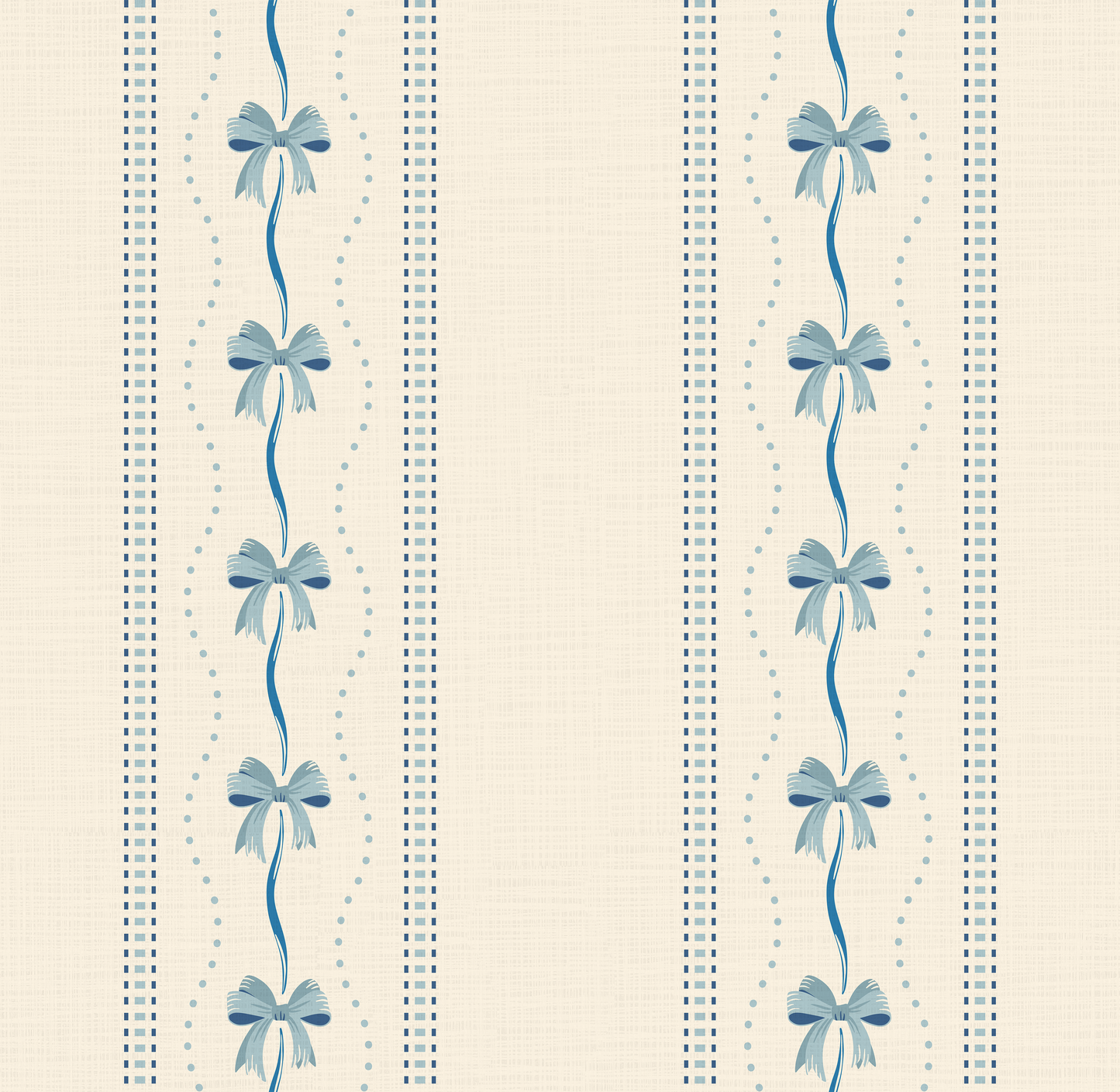Preppy Bows in Blue and Cream Wallpaper