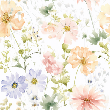 Pastel Spring Flowers peel and stick wallpaper pattern detail