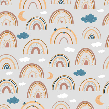 Rainbows and Moons peel and stick wallpaper pattern detail