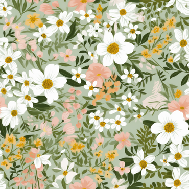 Sage Daisy Garden peel and stick wallpaper pattern detail