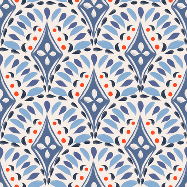 Scallops in Blue Jeans peel and stick wallpaper pattern detail