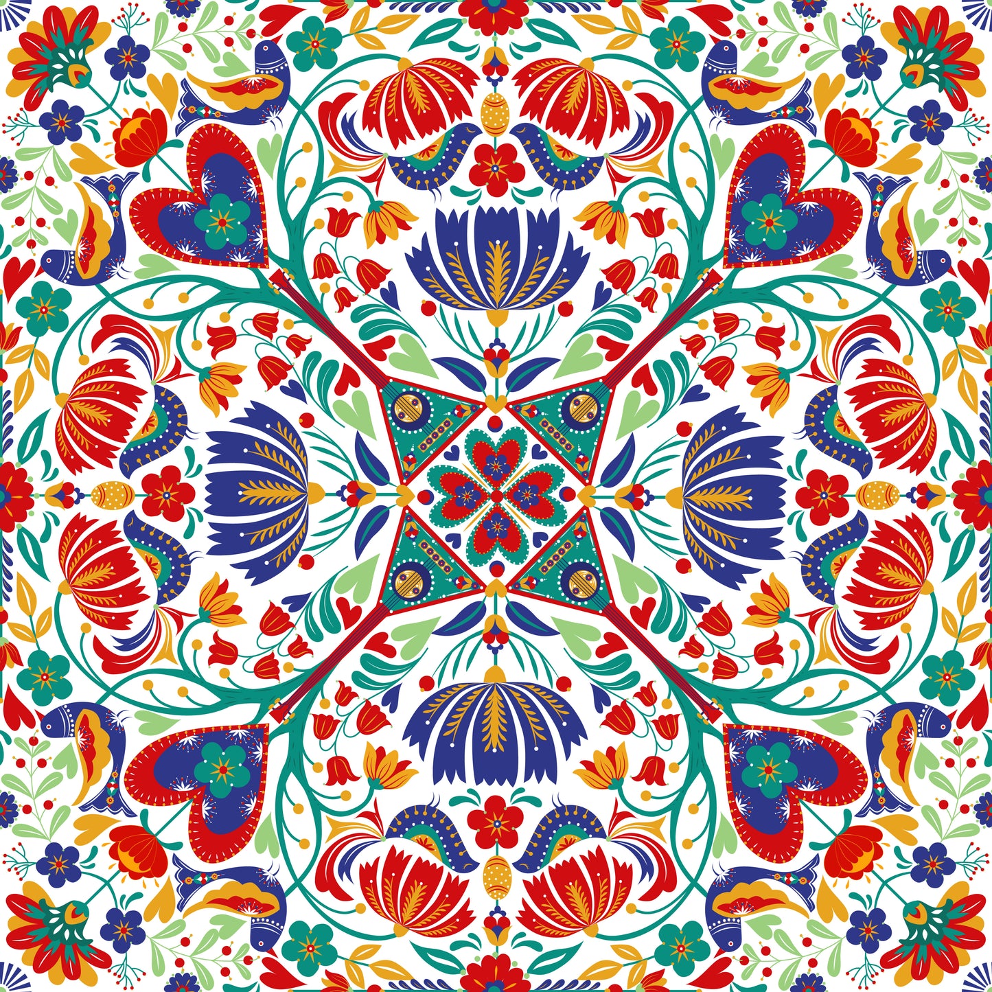Scandinavian Folk Garden Primary Wallpaper